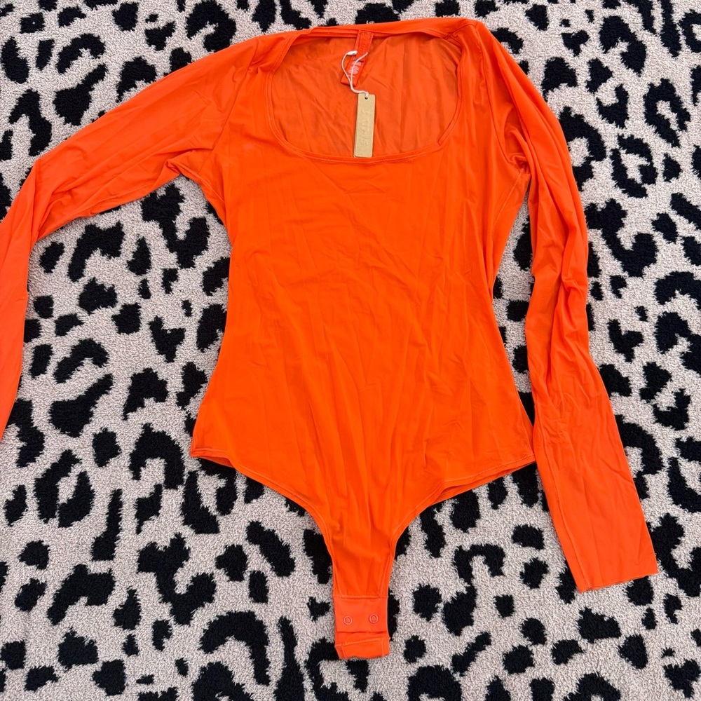 SKIMS Long Sleeved Poppy Orange Bodysuit